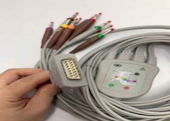 Siwy 10 ołowiany kabel EKG z 15 szpilkami US Standard Banana Connector 4.0