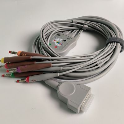 Elektrocardiogram zintegrowany z 12 przewodami ołowiowymi 15 szpilkami Bananowa głowa 4.0 Przewodnik klatki piersiowej 3.2M