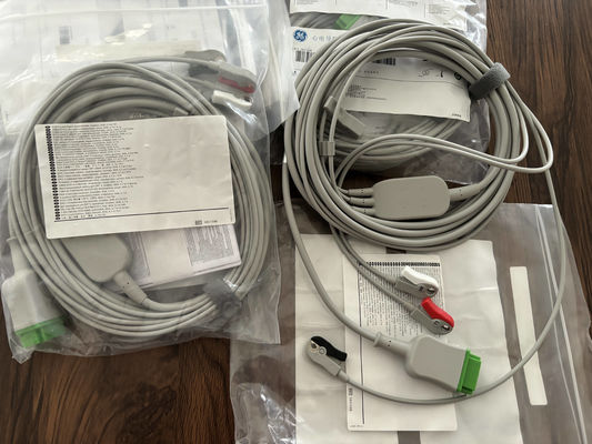 GE Leadwire And Trunk Cable REF: 5831398 EKG 3 LEAD CABLE UNDETACHABLE GRABBER AHA 4.7M 15FT