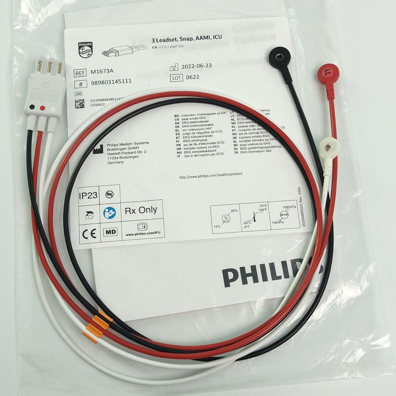 REF M1673A PHILIP Monitor pacjenta CBL 3 Ledset Snap AAMI ICU PN 989803145111