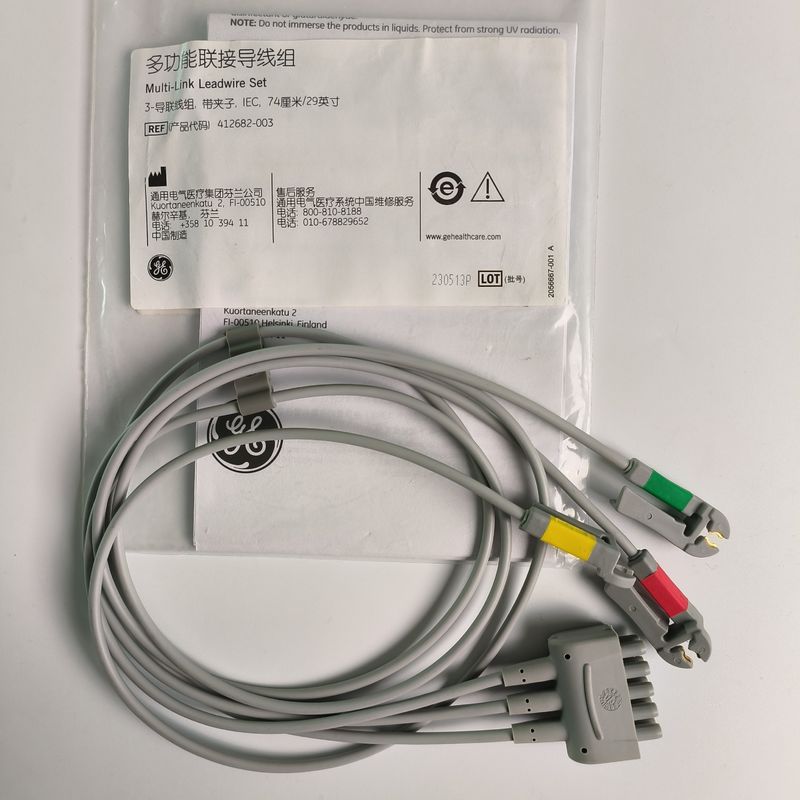 CareFusion GE Oryginal Multi-Link EKG Lead wire 3-Lead Grabber IEC 74cm / 29in. REF: 412682-003