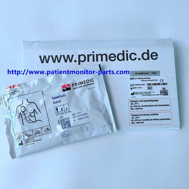 Metrax Primedic M250 M290 Defibrylator Elektrody jednorazowe z przewodami REF 73288 lub 97796 SavePads