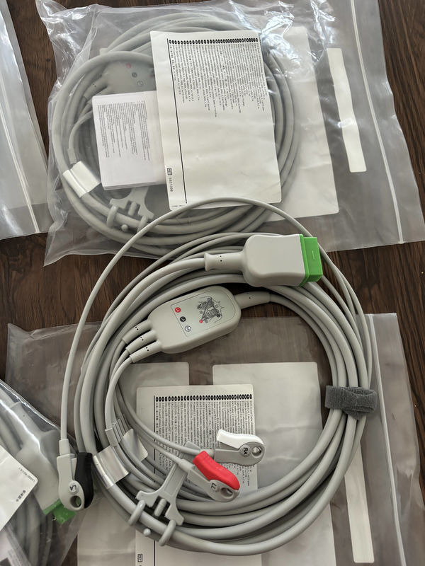 GE Leadwire And Trunk Cable REF: 5831398 EKG 3 LEAD CABLE UNDETACHABLE GRABBER AHA 4.7M 15FT