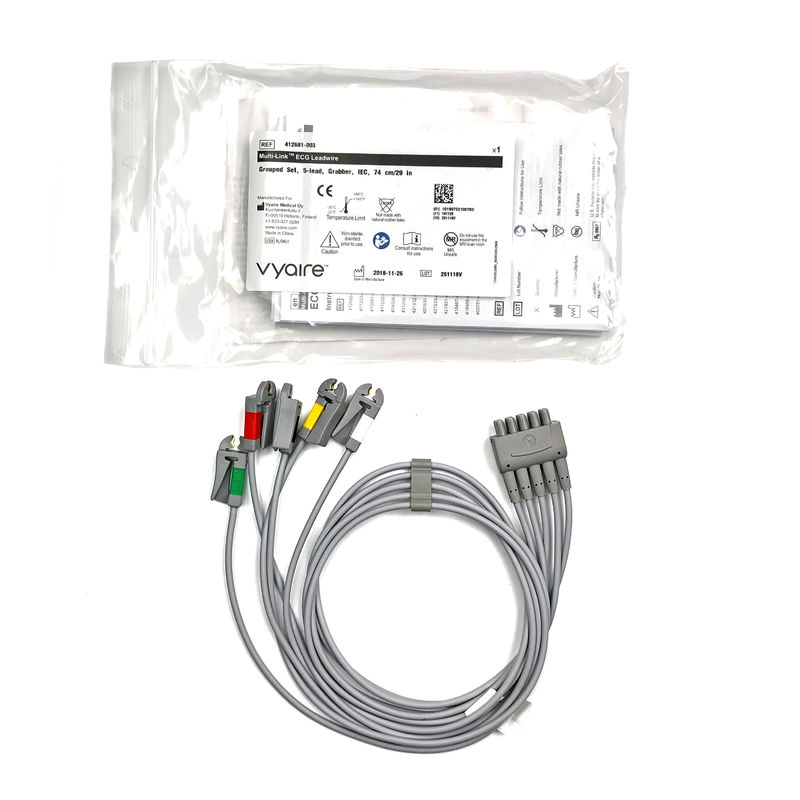 GE Ref:412681-003 Wielopoziomowy zestaw wiązek wiodących EKG,5 -Lead,Grabber,IEC 74 CM /29 IN